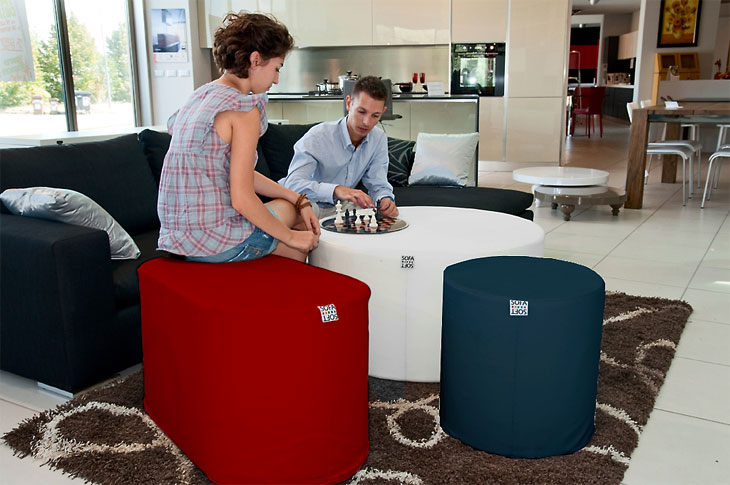 Sofa Soft Duorullò Faux Leather - The cylindrical modular pouf - Combinable with other Sofa Soft