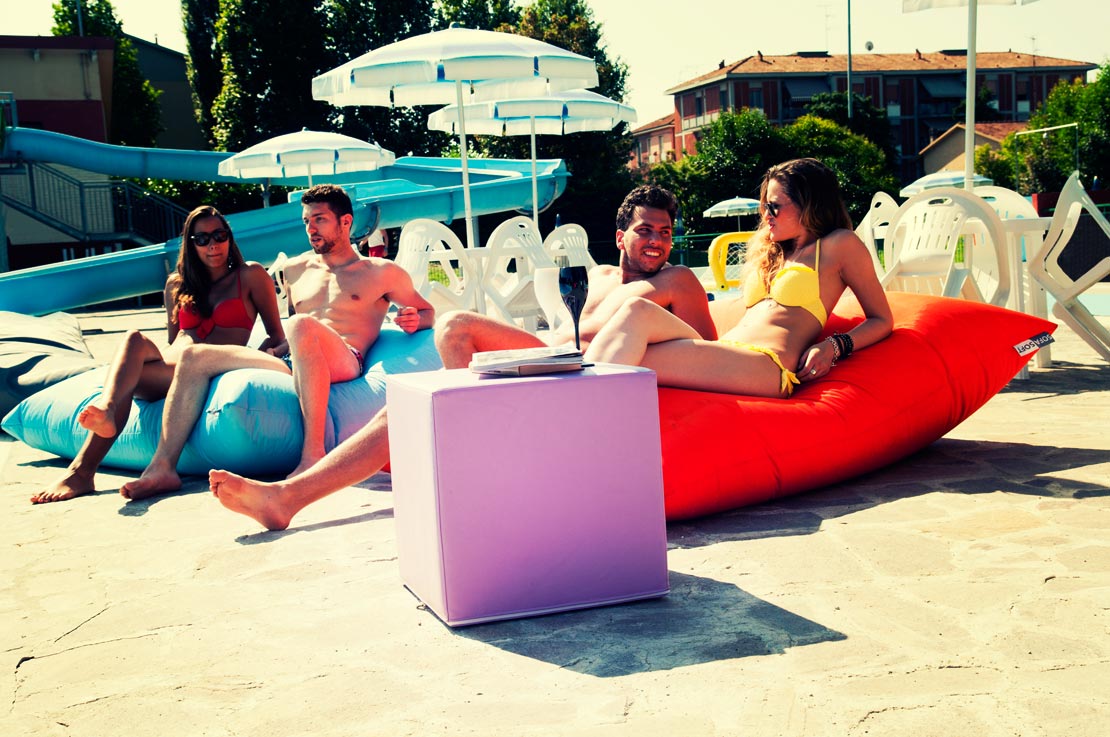 Sofa Soft Kubò - The Nylon cube-pouf waterproof and water repellent for outdoor use 